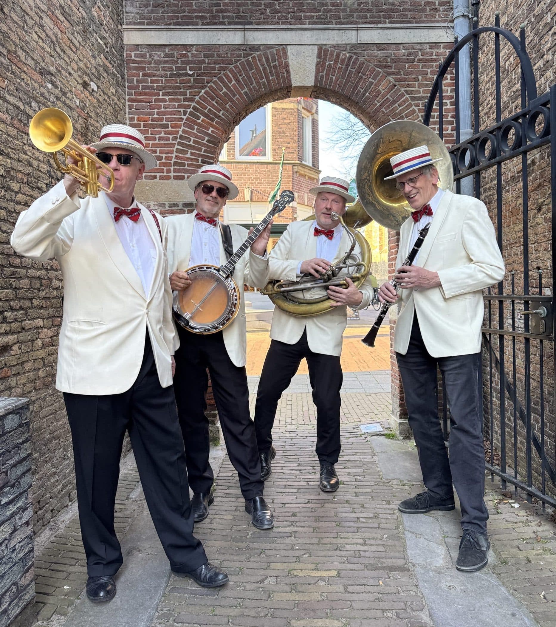Live optreden van een Dixieland band op locatie